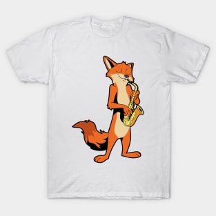 Comic fox playing saxophone T-Shirt